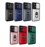 QMXD Xiaomi Poco X4 Pro 5G - Card Slot Case with Kickstand and Camera Protection - Pop Grip Cover Case Pink