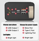 Tollcuudda 50X Power Bank with 4 Output/3 Input Ports 50,000mAh - Built-in Flashlight - External Emergency Battery Battery Charger Charger Black - Copy