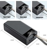 Tollcuudda 80.000mAh Powerbank met 2 Uitvoer/3 Invoer Poorten - Ingebouwde Zaklamp - Externe Noodaccu Batterij Oplader Charger Zwart