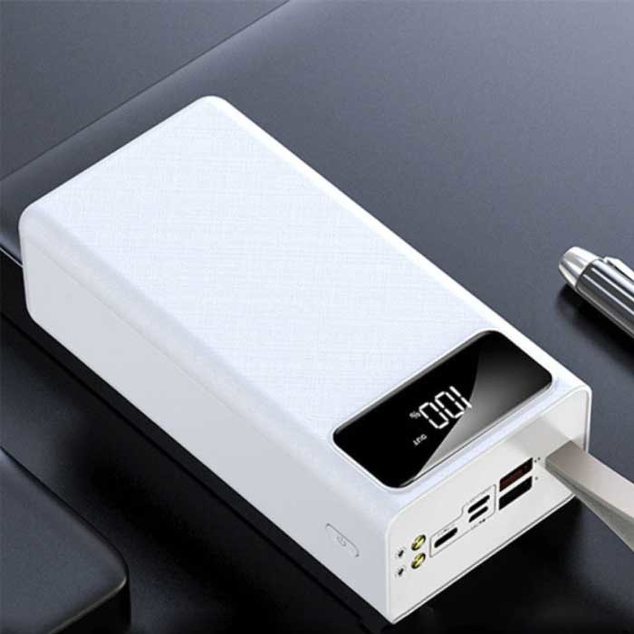 80.000mAh Power Bank with 2 Output/3 Input Ports - Built-in Flashlight - External Emergency Battery Battery Charger Charger White