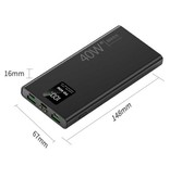 Tollcuudda Power Bank 20,000mAh with 3 Charging Ports - 20W PD External Emergency Battery LED Display Battery Charger Charger Black - Copy
