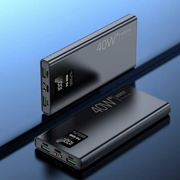 40W Powerbank 20.000mAh met 3 Oplaadpoorten  - 20W PD Externe Noodaccu LED Display Batterij Oplader Charger Zwart