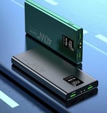 Tollcuudda Power Bank 40 W 20 000 mAh avec 3 ports de charge - 20 W PD batterie de secours externe affichage LED chargeur de batterie chargeur vert