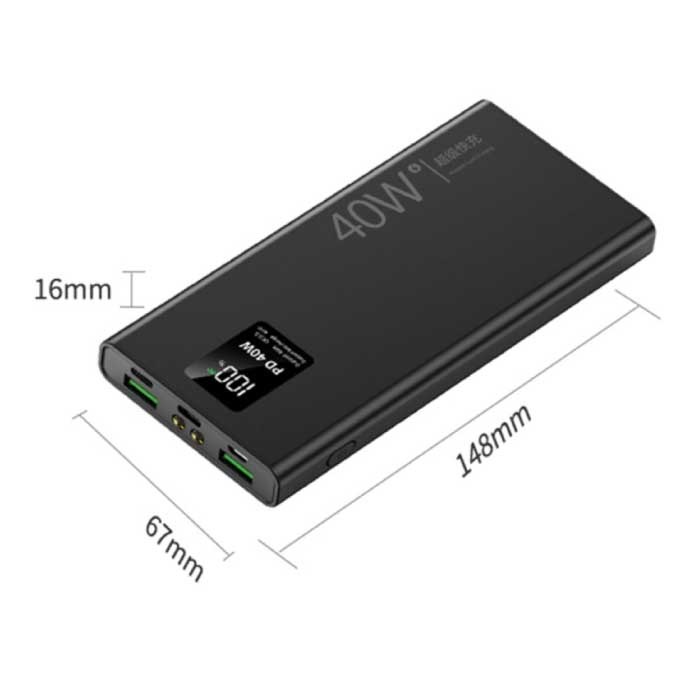 Tollcuudda Power Bank da 40 W 20.000 mAh con 3 porte di ricarica - 20 W PD Batteria di emergenza esterna Display a LED Caricabatteria Caricabatteria Verde