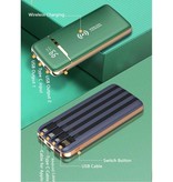 WST Uniwersalny power bank 20.000mAh - 4 rodzaje kabli ładujących - Zewnętrzna ładowarka awaryjna Ładowarka baterii Czarna