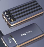 WST Universele 20.000mAh Powerbank - 4 Types Oplaadkabel - Externe Noodaccu Batterij Oplader Charger Zwart