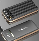 WST Universele 20.000mAh Powerbank - 4 Types Oplaadkabel - Externe Noodaccu Batterij Oplader Charger Zwart