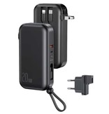 USAMS 10.000mAh Powerbank 20W - 3 Types Charging Cable - External Emergency Battery Battery Charger Charger Black
