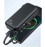 USAMS 10.000mAh Powerbank 20W - 3 Typen Ladekabel - Externer Notakku Akkuladegerät Ladegerät Schwarz