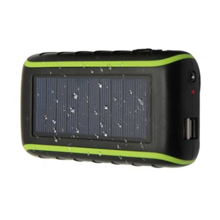 8000mAh Solar Power Bank con Dinamo - Torcia Integrata - Carica Batteria Esterna Emergenza Caricabatterie Nero