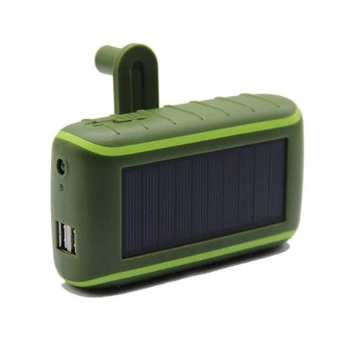 8000mAh Solar Power Bank con dinamo - Torcia incorporata - Caricabatteria per batteria di emergenza esterno Verde