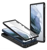 Huikai Samsung Galaxy S21 FE - Armor Card Holder z podpórką i ochroną aparatu - Pop Grip Heavy Duty Cover Case Czarny