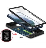 Huikai Samsung Galaxy A52 5G - Etui Armor Card Holder z podpórką i ochroną aparatu - Etui Pop Grip Heavy Duty Cover Białe