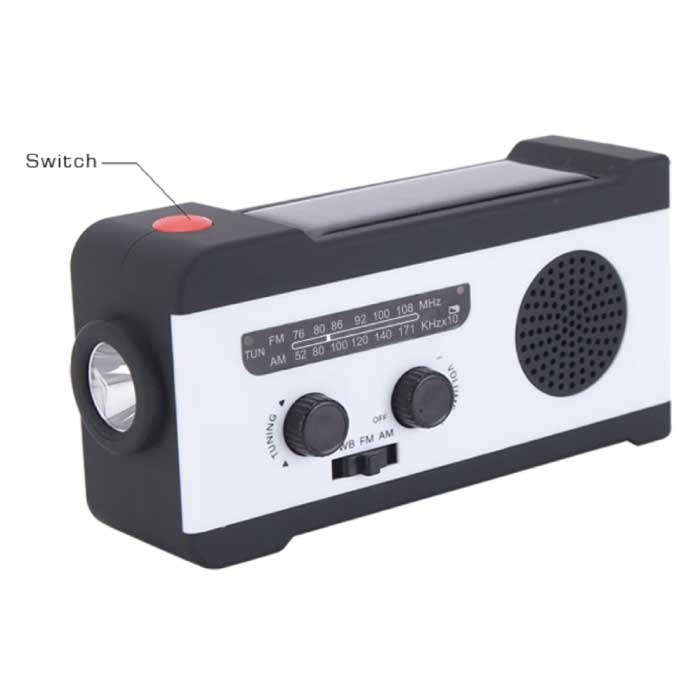 Stuff Certified® Banque d'alimentation solaire radio 2000 mAh avec dynamo - Lampe de poche intégrée - Chargeur de batterie de secours externe FM/AM Bleu