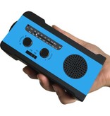 Stuff Certified® Banco de energía solar de radio de 2000 mAh con dínamo - Linterna incorporada - Cargador de batería de emergencia externo FM / AM Cargador de batería Azul