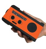 Stuff Certified® 2000mAh Radio Powerbank op Zonne-energie met Dynamo - Ingebouwde Zaklamp - FM/AM Externe Noodaccu Batterij Oplader Charger Oranje