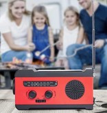 Stuff Certified® Banco de energía solar de radio de 2000 mAh con dínamo - Linterna incorporada - Cargador de batería de emergencia externo FM / AM Cargador de batería Rojo