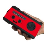 Stuff Certified® Banco de energía solar de radio de 2000 mAh con dínamo - Linterna incorporada - Cargador de batería de emergencia externo FM / AM Cargador de batería Rojo