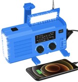 WAYHOOM 4000 mAh Radio Solar Power Bank con dinamo - Torcia incorporata - Caricabatterie batteria di emergenza esterna FM/AM Blu