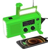 WAYHOOM 4000mAh Radio Powerbank op Zonne-energie met Dynamo - Ingebouwde Zaklamp - FM/AM Externe Noodaccu Batterij Oplader Charger Groen