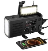 WAYHOOM Banque d'alimentation solaire radio 4000 mAh avec dynamo - Lampe de poche intégrée - Chargeur de batterie de secours externe FM/AM Noir