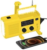 WAYHOOM 4000mAh Radio Solar Power Bank con dinamo - Torcia incorporata - Caricabatteria esterno FM/AM Caricabatteria batteria di emergenza Giallo