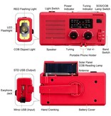 WAYHOOM Banque d'alimentation solaire radio 4000 mAh avec dynamo - Lampe de poche intégrée - Chargeur de batterie de secours externe FM/AM Rouge