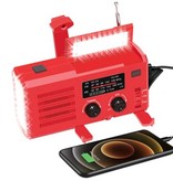 WAYHOOM 4000mAh Radio Powerbank op Zonne-energie met Dynamo - Ingebouwde Zaklamp - FM/AM Externe Noodaccu Batterij Oplader Charger Rood