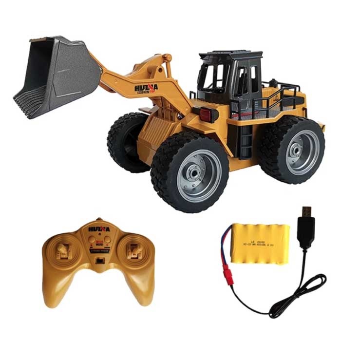 Tractor excavadora RC con control remoto - Máquina de juguete controlable a escala 1:18 Aleación de metal controlada por radio