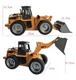 Huina Tracteur d'excavatrice RC avec télécommande - Machine jouet contrôlable à l'échelle 1:18 en alliage métallique radiocommandé