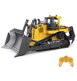 Huina Bulldozer RC avec télécommande - Excavatrice de tracteur jouet orientable à l'échelle 1:16 en alliage métallique radiocommandé