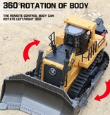 Huina RC Bulldozer with Remote Control - Steerable Toy Tractor Excavator at 1:16 Scale Radio Controlled Metal Alloy