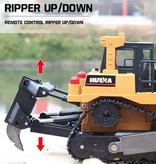 Huina RC Bulldozer mit Fernbedienung - Lenkbarer Spielzeugtraktorbagger im Maßstab 1:16, funkgesteuerte Metalllegierung