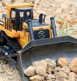 Huina Bulldozer RC avec télécommande - Excavatrice de tracteur jouet orientable à l'échelle 1:16 en alliage métallique radiocommandé