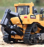 Huina Bulldozer RC avec télécommande - Excavatrice de tracteur jouet orientable à l'échelle 1:16 en alliage métallique radiocommandé