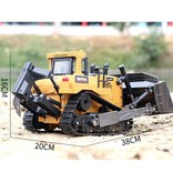 Huina Bulldozer RC avec télécommande - Excavatrice de tracteur jouet orientable à l'échelle 1:16 en alliage métallique radiocommandé