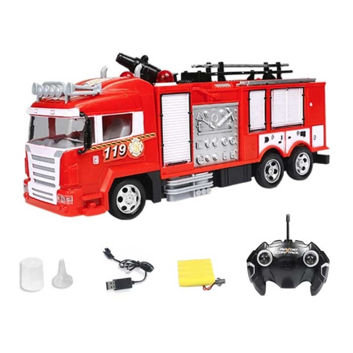 RC Fire Truck with Remote Control - Controllable Toy Fire Engine Car Car Radio Controlled Metal Alloy