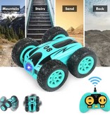 Stuff Certified® Stunt Car with Remote Control - Steerable Stunt Racer Toy Double Sided Car Blue