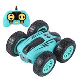 Stuff Certified® Stunt Car avec télécommande - Steerable Stunt Racer Toy Double Sided Car Blue