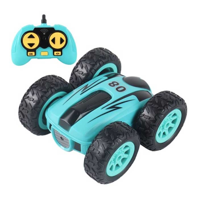 Stunt Car avec télécommande - Steerable Stunt Racer Toy Double Sided Car Blue