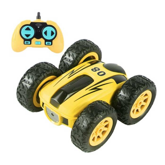 Stuntauto mit Fernbedienung - Lenkbarer Stunt Racer Toy Double Sided Car Yellow
