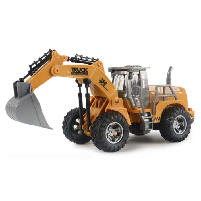 Tractor excavadora con control remoto - Máquina de juguete controlable en aleación de metal controlada por radio a escala 1:32