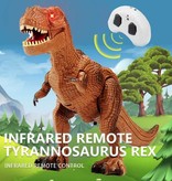 Stuff Certified® Dinosaure RC T-Rex avec télécommande - Robot jouet contrôlé par infrarouge Marron