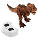Stuff Certified® Dinosaure RC T-Rex avec télécommande - Robot jouet contrôlé par infrarouge Marron