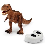 Stuff Certified® Dinosaure RC T-Rex avec télécommande - Robot jouet contrôlé par infrarouge Marron