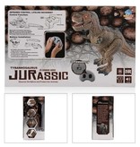 Stuff Certified® Dinosaure RC T-Rex avec télécommande - Robot jouet contrôlé par infrarouge Marron