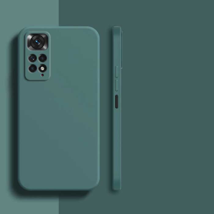 Xiaomi Redmi Note 9 Pro Max Custodia in silicone quadrata - Custodia morbida opaca Liquid Cover verde scuro