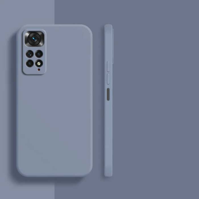 Custodia in silicone quadrato per Xiaomi Redmi Note 9 Pro Max - Custodia morbida opaca Liquid Cover Grey Blue