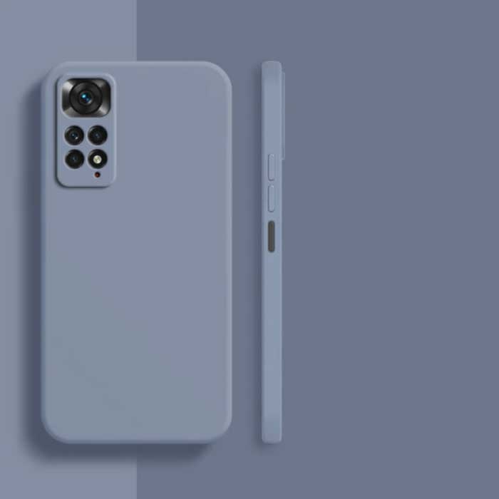 Xiaomi Redmi Note 10 4G Square Silicone Case - Soft Matte Case Liquid Cover Gray Blue