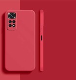 Wolfsay Custodia in silicone quadrato Xiaomi Redmi Note 9 Pro Max - Custodia morbida opaca Liquid Cover rossa